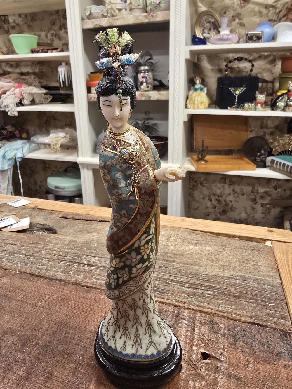 "vintage Beijing cloisonné court lady from the Beijing Arts & Crafts
